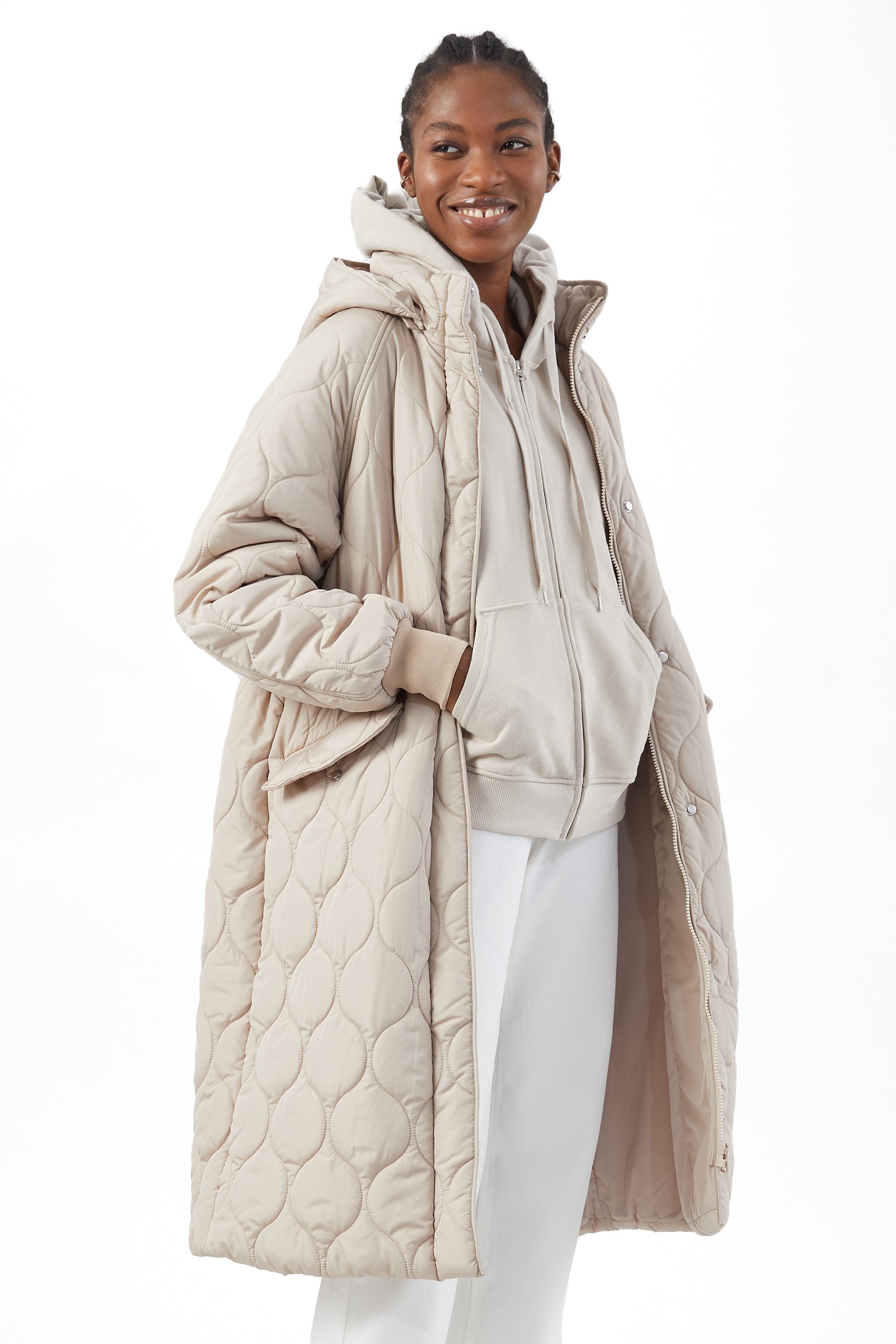 QUILTED  LONGLINE COAT